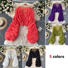 Women Deep V Neck Top Pleated