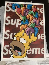 Homer Simpson Supreme DEATH NYC AP Signed Graffiti Pop Art Print+COA rare print