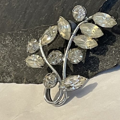 Vintage brooch clear glass - vintage,