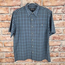 Rohan Shanks Short Sleeve Shirt Size M Coolmax Pocket Blue Grey Check Vgc