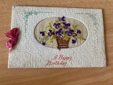 WW1 SILK EMBROIDERED CARD - HAPPY BIRTHDAY