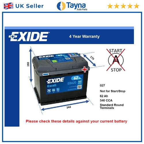 Car battery eb620 exide - car,