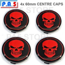 4x 60mm Skull Face Centre Caps