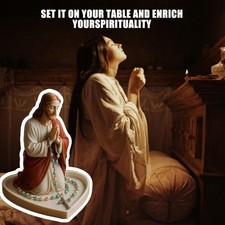 Sacred Religious Holy Statue with Praying Rosary Box Home Altar Centerpieces