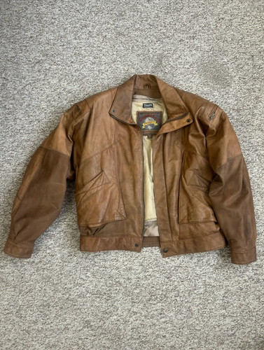 Brown leather bomber jacket - brown,