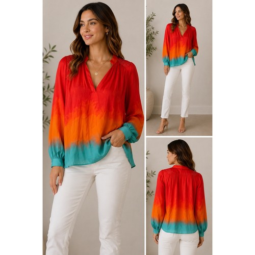 Tucker 100 silk ombre - tucker, v-neck