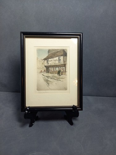 Framed vintage etching old - vintage, etching,