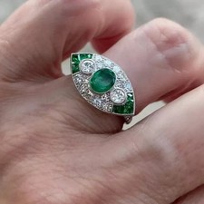 Art Deco Style Emerald & Lab