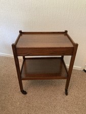 Solid Oak Wood Vintage Retro Drinks/Tea Trolly With Wheels And Storage Draw. VGC
