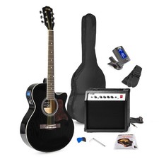 Max Showkit Beginner Electric Acoustic Guitar Pack - Full Size, Black