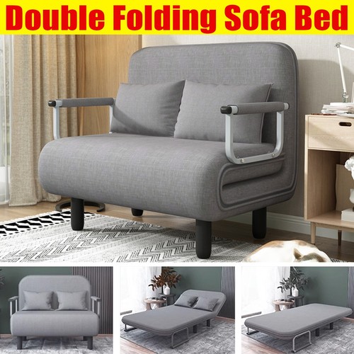 Grey double fabric sofa bed - grey,