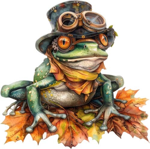 Steampunk frog animal wall - frog, art