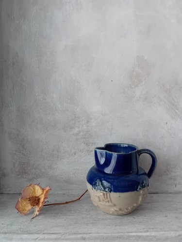 Antique blue harvest jug - harvest, salt