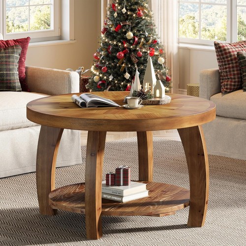 Solid wood round coffee - wood,