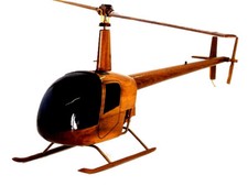 Robinson 22 Helicopter Handcrafted Natural Mahogany Premium Wood Desk Model