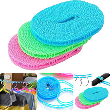 5 METRES WINDPROOF ANTI SLIP CLOTHES WASHING LINE DRYING NYLON ROPE WITH HOOKS