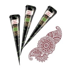 3 x Dark Brown PREM DULHAN BRIDAL Henna Cone Mehndi Chemical Free Henna Cone