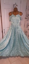 Vintage Turquoise  Bridgerton Cinderella Regency Style Ball Gown &Jacket Size 10