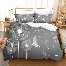 Grey dandelion butterfly duvet - grey,