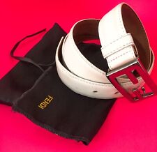 Fendi White Belt Black Mirrored Buckle Interlocking FF. RRP: £355