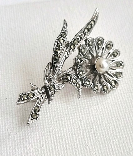 Vintage marcasite silver tone - vintage,