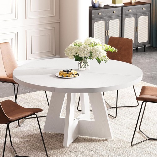 120cm white round dining - white,