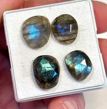Labradorite Peacock Blue Checker Board 14mm x 4 Loose Cabochon Gemstone LAB063