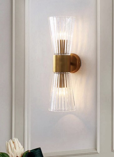 Wall sconce clear glass brass - wall,