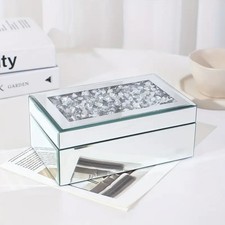 SERENA'S Glamorous Mirrored Jewellery Chest  Elegant Large Crushed Diamond Gifts