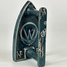 Vintage French Unusual Art Deco Blue Enamel Cast Iron,Clothes Pressing Flat Iron