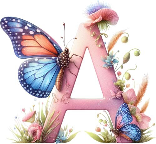 Cartoon butterfly alphabet - butterfly,