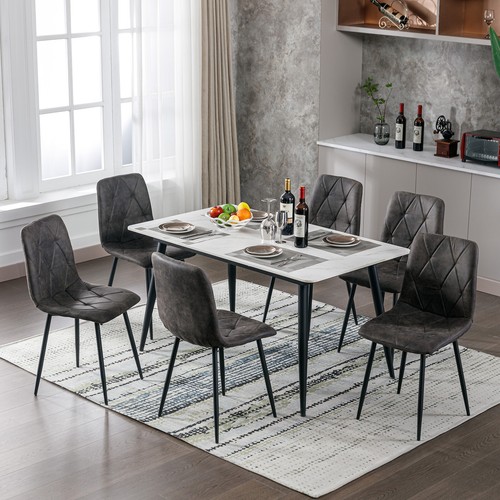 Dining chairs set velvet - 6x,