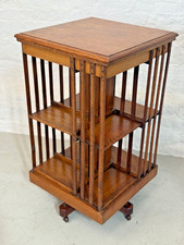 Antique Edwardian Oak Revolving Bookcase – Solid Oak, c.1910