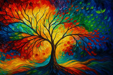 Colourful Tree of Life Canvas