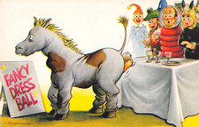 POSTCARD  COMIC  FANCY DRESS BALL  PANTO HORSE DRINK BAMFORTH  # 2621