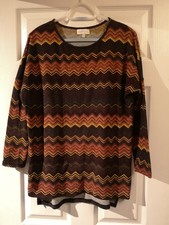 Apricot Zig Zag Chevron Print  Tunic Jumper With Zip Detail - Size 8