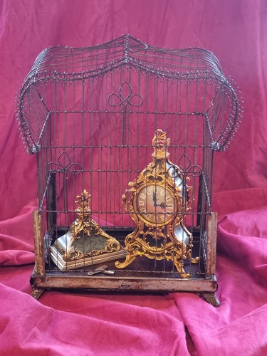 Antique metal birdcage - , with
