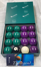 Pool Table Balls Aramith Premier 2" Green & Purple with League 1 7/8" Cue Ball
