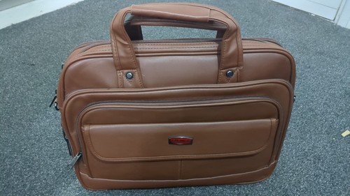 Tan leather briefcase - tan,
