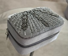 Pia - Silver beaded jewellery box - Velvet - New  RRP £32