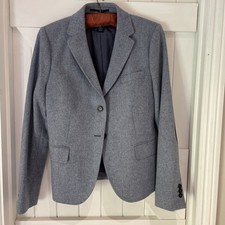 GANT Womens Blue pure Wool Herringbone Blazer Jacket Size 14