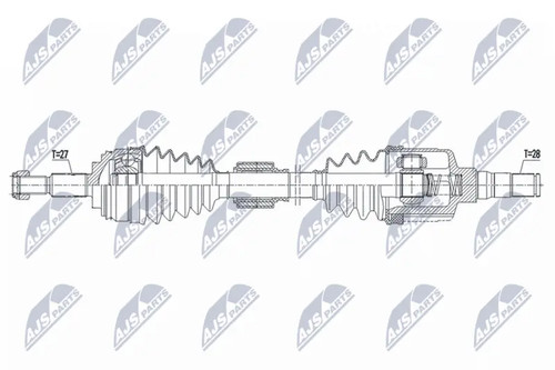 Driveshaft front axle left - front,