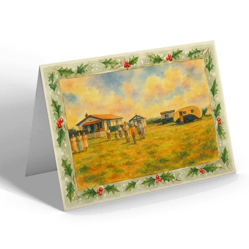 Xmas notelet caravan corner - xmas,