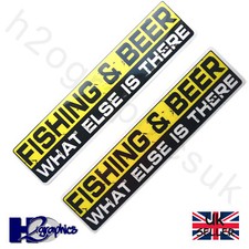 Fishing & Beer Pair Funny Fishing Stickers Decals 155 x 37mm For tackle box, car