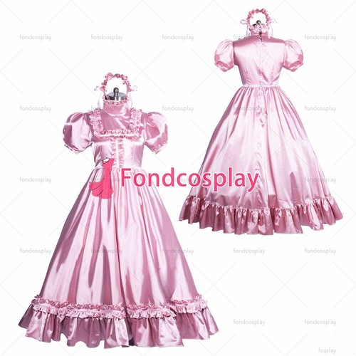 Sissy maid satin white dress
