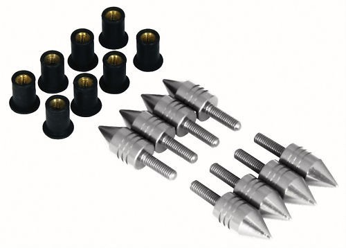 Silver alloy spike bolts - silver,