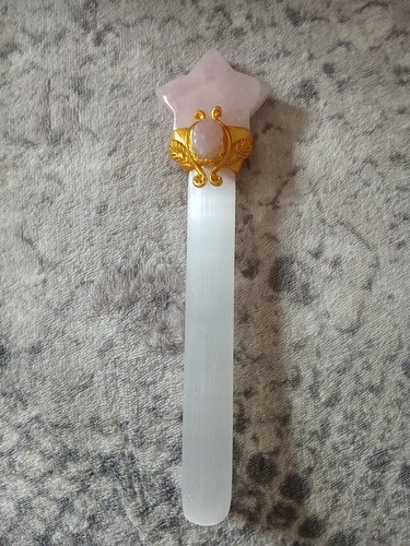 Selenite crystal wand with - crystal,