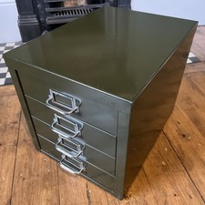 Vintage Industrial Steel Filing Cabinet 4 Drawer Unit Green Metal
