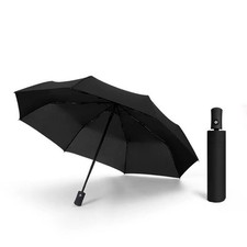 Black Compact Umbrella with Case 21 Arc, Windproof, Auto-Open, Lightweight
