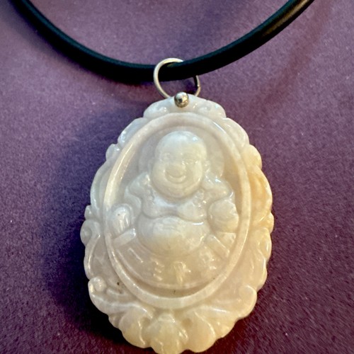 Happy buddha jade pendant - jade, on